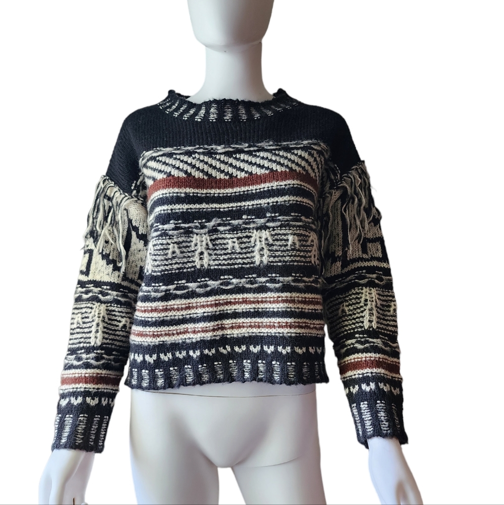 Clich Boho Drop Shoulder Sweater With Fringe - image 2